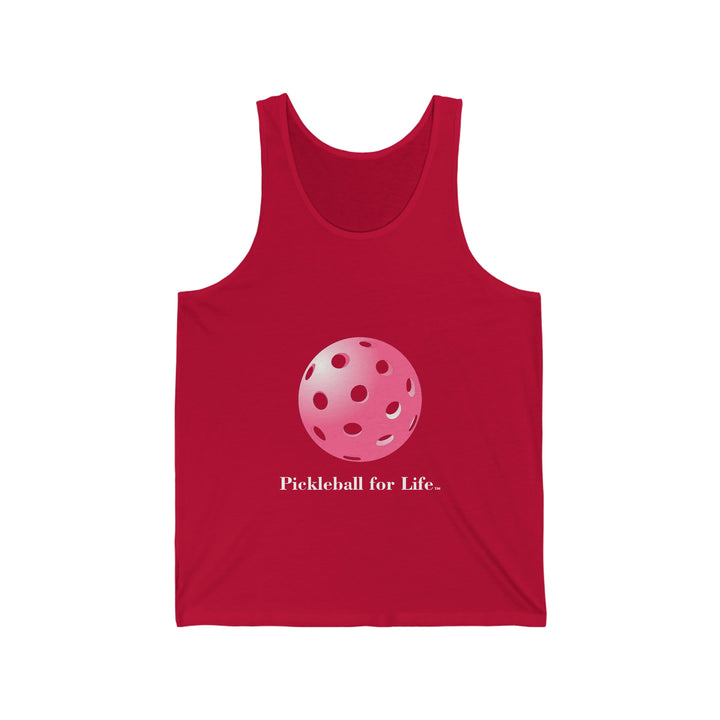 Pickleball for Life-Pink Unisex Cotton Tank - Great Pickleball Stuff