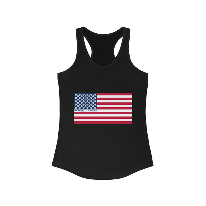 Pickleball for Life Flag Women's Racerback Tank - Great Pickleball Stuff