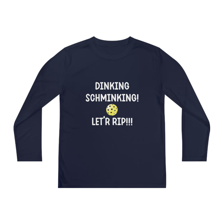 Dinking Schminking Youth Long Sleeve Moisture-Wicking T-Shirt - Great Pickleball Stuff