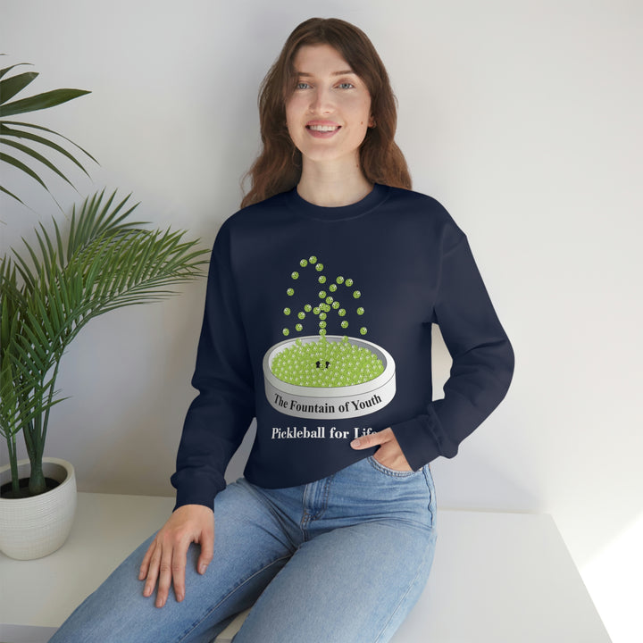 The Pickleball Fountain-Green Unisex Crewneck Sweatshirt - Great Pickleball Stuff