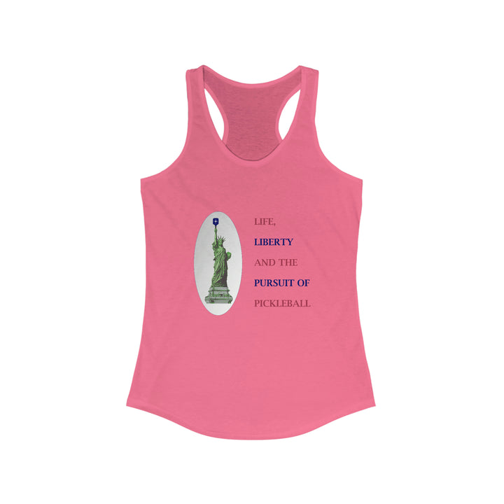 Life, Liberty & the Pursuit of Pickleball Women's Racerback Tank - Great Pickleball Stuff