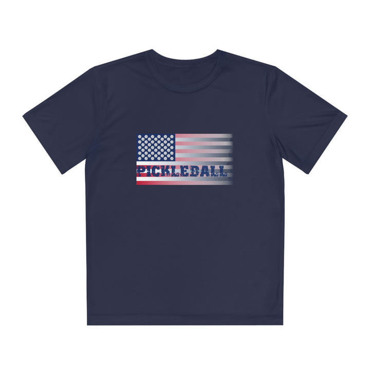 Pickleball Flag (Faded) Youth Moisture-Wicking T-Shirt - Great Pickleball Stuff