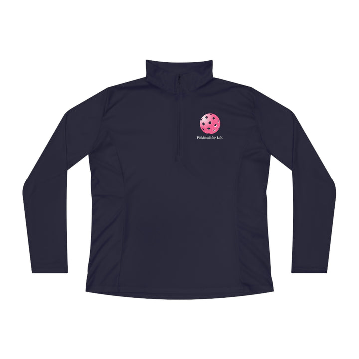 Pickleball for Life-Pink Women's Moisture-Wicking Quarter-Zip Pullover - Great Pickleball Stuff