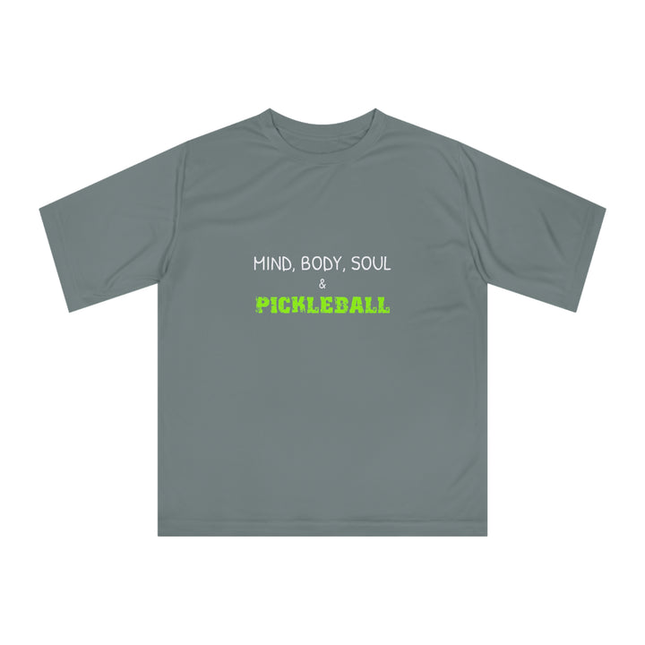 Mind, Body, Soul & Pickleball Unisex Moisture-Wicking T-Shirt - Great Pickleball Stuff