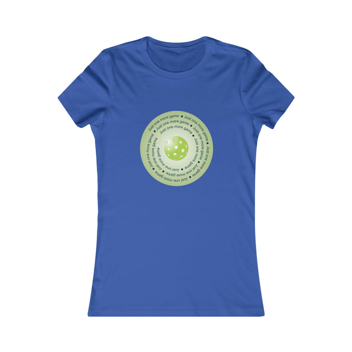 Just One More Game-Green Women's Slim-Fit Premium Cotton T-Shirt - Great Pickleball Stuff