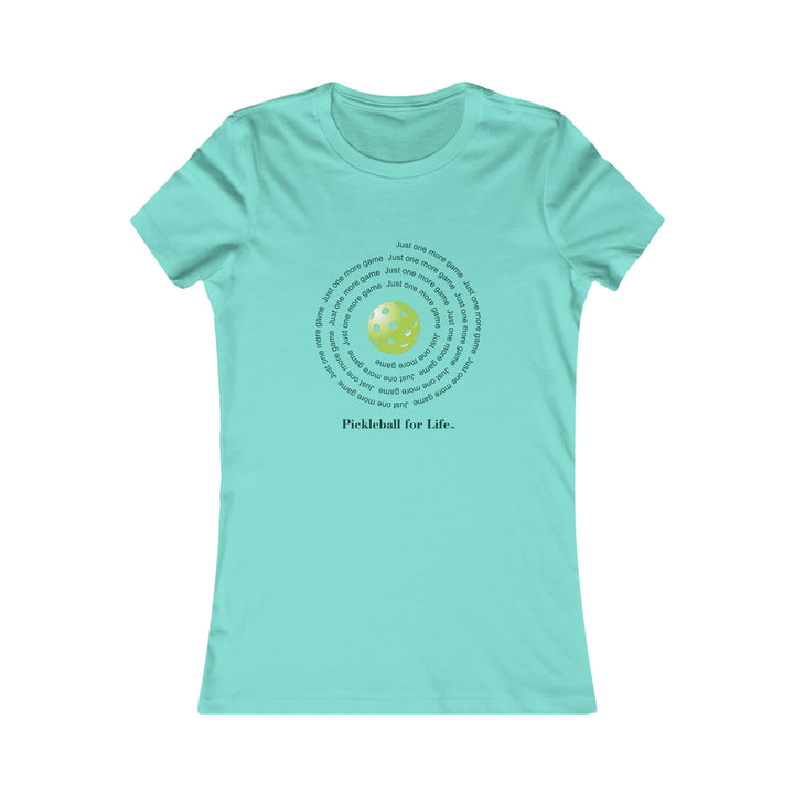 Just One More Game-Spiral Women's Slim-Fit Premium Cotton T-Shirt - Great Pickleball Stuff