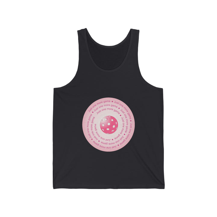 Just One More Game-Pink Unisex Cotton Tank - Great Pickleball Stuff