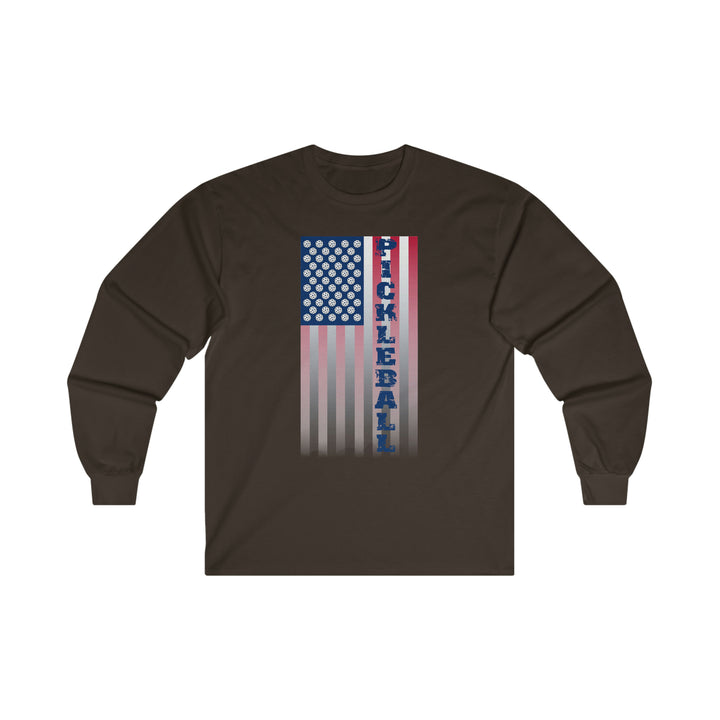 Pickleball Flag Vertical-2 (Faded) Ultra Cotton Long Sleeve Tee - Great Pickleball Stuff