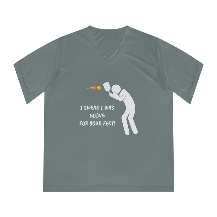 I Swear I Was Going For Your Feet! Women's Moisture-Wicking V-Neck T-Shirt - Great Pickleball Stuff