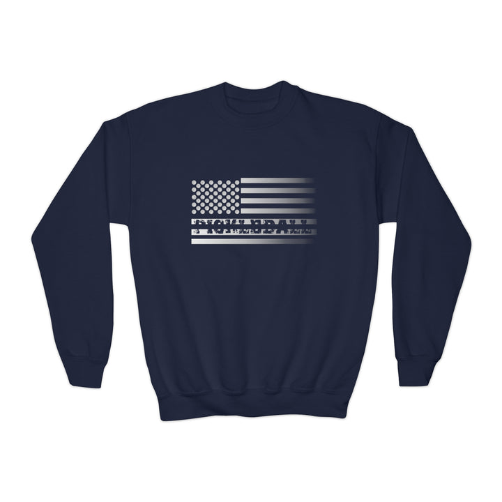 Pickleball Flag Transparent (Faded) Youth Crewneck Sweatshirt - Great Pickleball Stuff