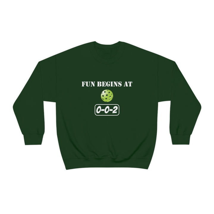 Fun Begins at 0-0-2 Unisex Crewneck Sweatshirt - Great Pickleball Stuff