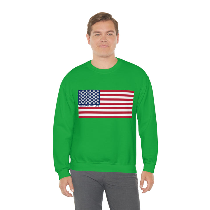 Pickleball for Life Flag Unisex Crewneck Sweatshirt - Great Pickleball Stuff