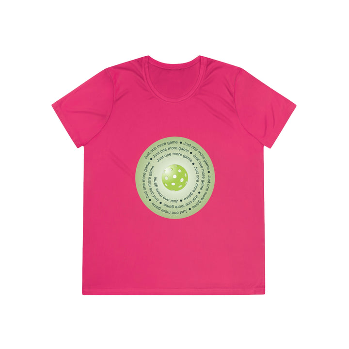 Just One More Game-Green Women's Moisture-Wicking T-Shirt - Great Pickleball Stuff