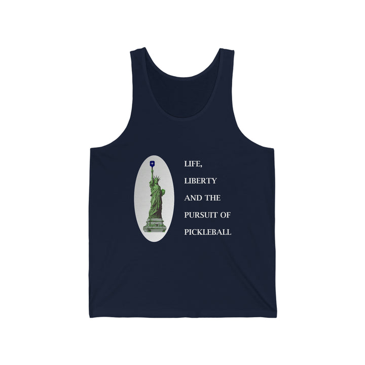 Life, Liberty & the Pursuit of Pickleball Unisex Cotton Tank - Great Pickleball Stuff