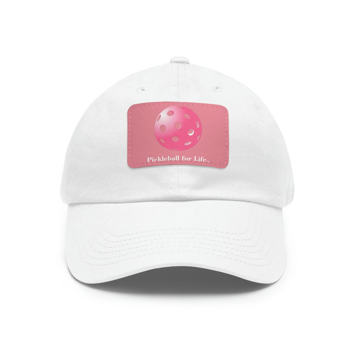 Pickleball for Life-Pink Pickleball Cap with Leather Patch - Great Pickleball Stuff