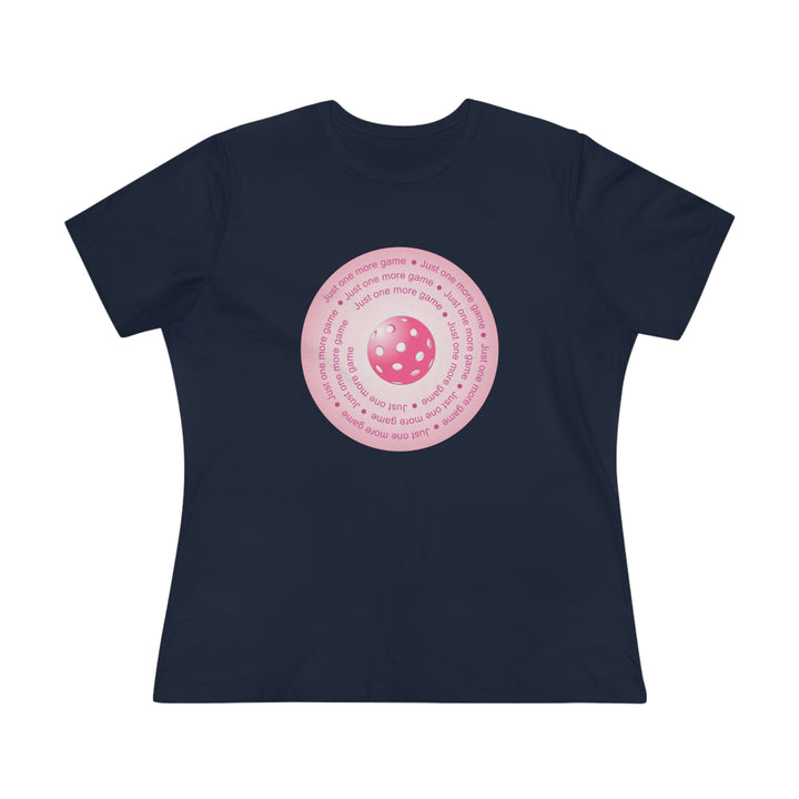 Just One More Game-Pink Women's Relaxed-Fit T-shirt - Great Pickleball Stuff