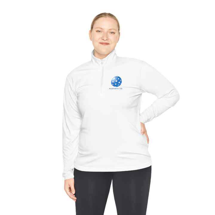 Pickleball for Life-Blue Unisex Quarter-Zip Pullover - Great Pickleball Stuff