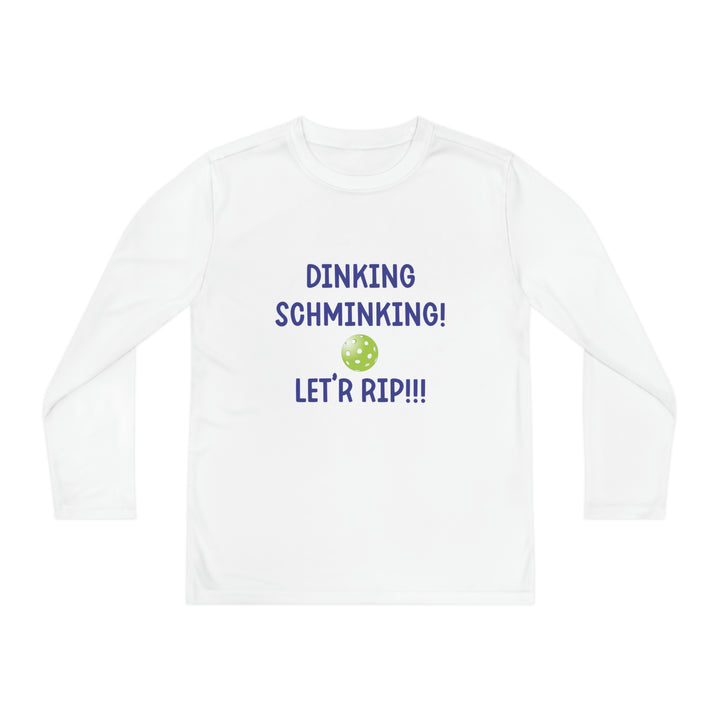 Dinking Schminking Youth Long Sleeve Moisture-Wicking T-Shirt - Great Pickleball Stuff