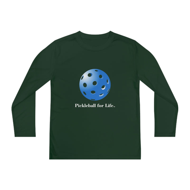 Pickleball for Life-Blue Youth Long Sleeve Moisture-Wicking T-Shirt - Great Pickleball Stuff