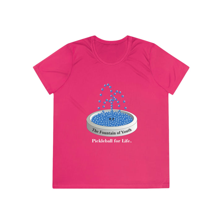 The Pickleball Fountain-Blue Women's Moisture-Wicking T-Shirt - Great Pickleball Stuff