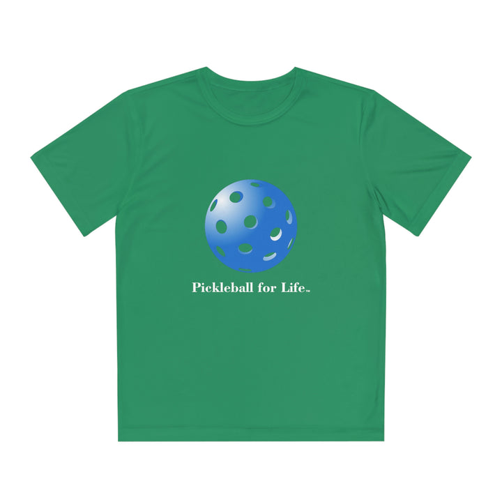 Pickleball for Life-Blue Youth Moisture-Wicking T-Shirt - Great Pickleball Stuff