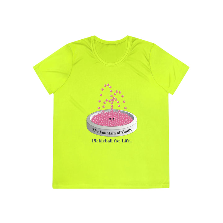 The Pickleball Fountain-Pink Women's Moisture-Wicking T-Shirt - Great Pickleball Stuff