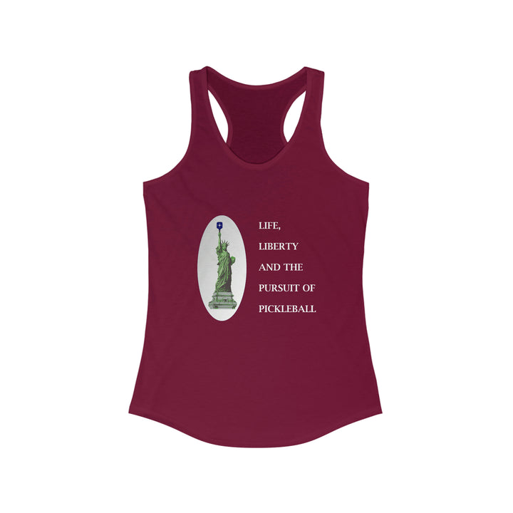 Life, Liberty & the Pursuit of Pickleball Women's Racerback Tank - Great Pickleball Stuff