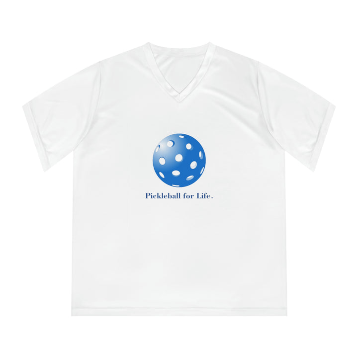 Pickleball for Life-Blue Women's Moisture-Wicking V-Neck T-Shirt - Great Pickleball Stuff