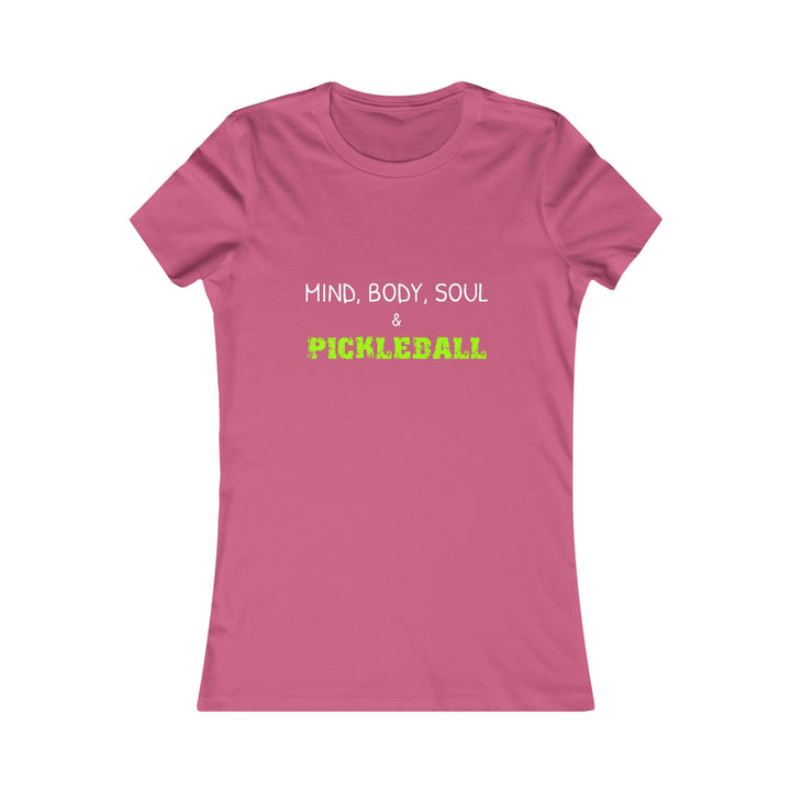 Mind, Body, Soul & Pickleball Women's Slim-Fit Premium Cotton T-Shirt - Great Pickleball Stuff