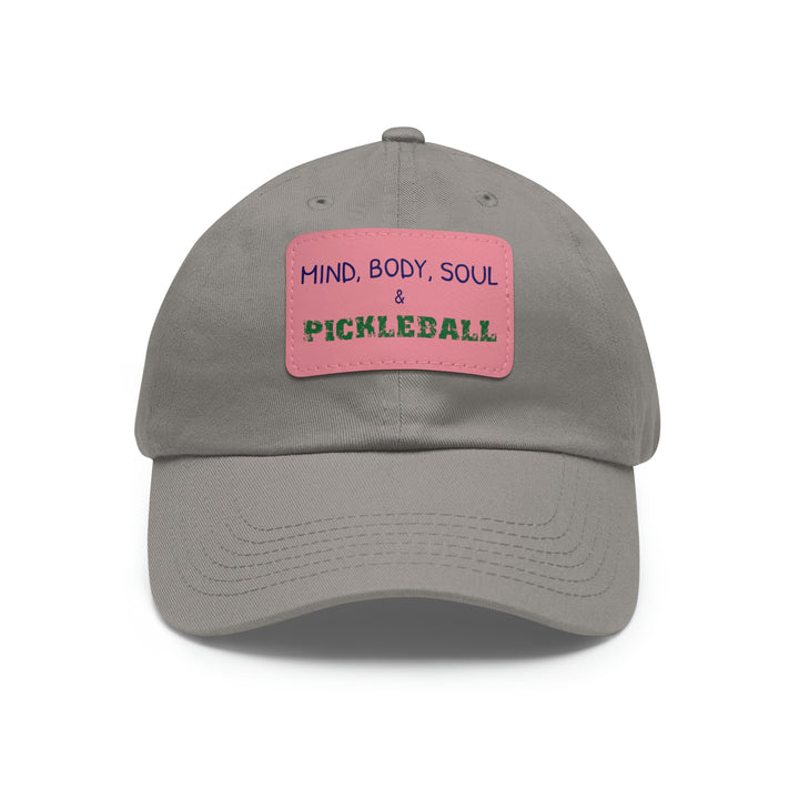 Mind, Body, Soul & Pickleball Cap with Leather Patch - Great Pickleball Stuff