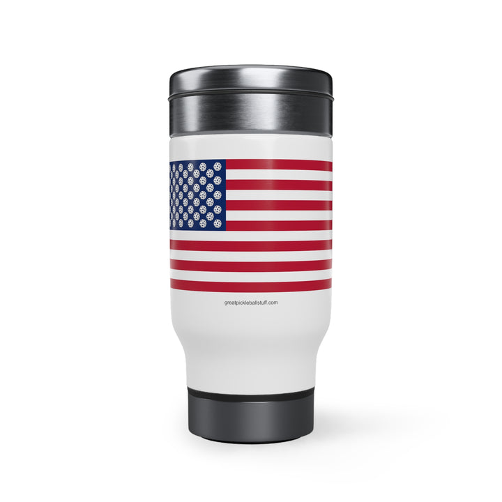 Pickleball Stars Flag Travel Mug - Great Pickleball Stuff