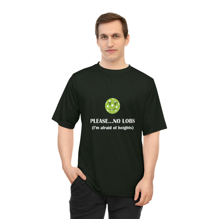 Please No Lobs-I'm Afraid of Heights Unisex Moisture-Wicking T-Shirt - Great Pickleball Stuff