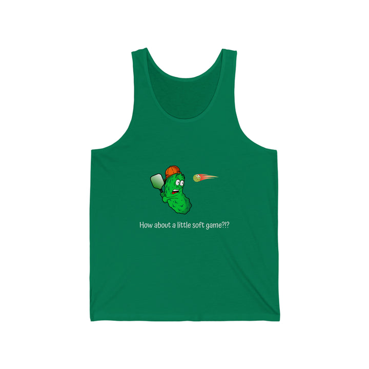 How About a Little Soft Game? Unisex Cotton Tank - Great Pickleball Stuff