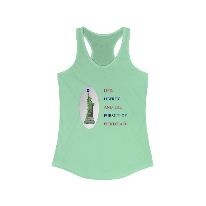 Life, Liberty & the Pursuit of Pickleball Women's Racerback Tank - Great Pickleball Stuff