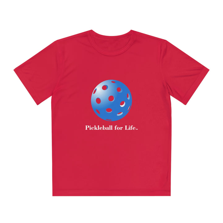 Pickleball for Life-Blue Youth Moisture-Wicking T-Shirt - Great Pickleball Stuff