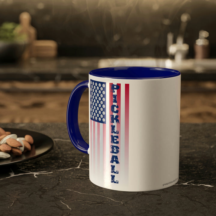 Pickleball Flag Vertical-2 (Faded) Coffee Mug - Great Pickleball Stuff