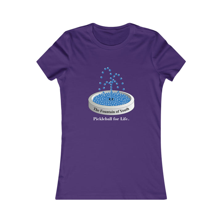 The Pickleball Fountain-Blue Women's Slim-Fit Premium Cotton T-Shirt - Great Pickleball Stuff