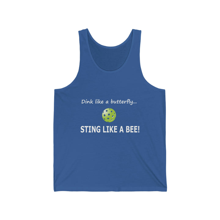 Dink Like a Butterfly, Sting Like a Bee Unisex Cotton Tank - Great Pickleball Stuff