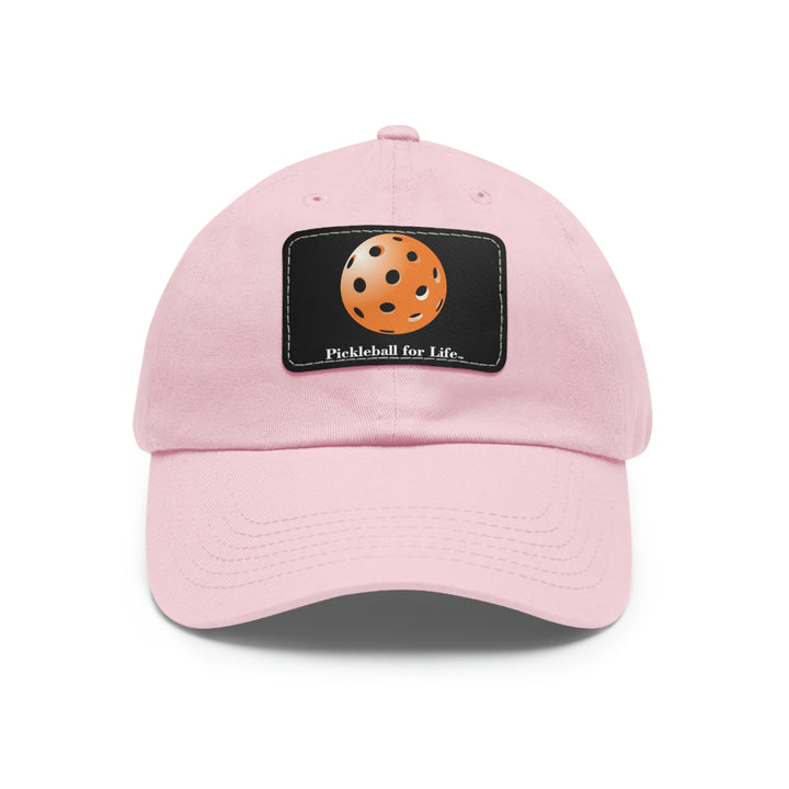 Pickleball for Life-Orange Pickleball Cap with Leather Patch - Great Pickleball Stuff