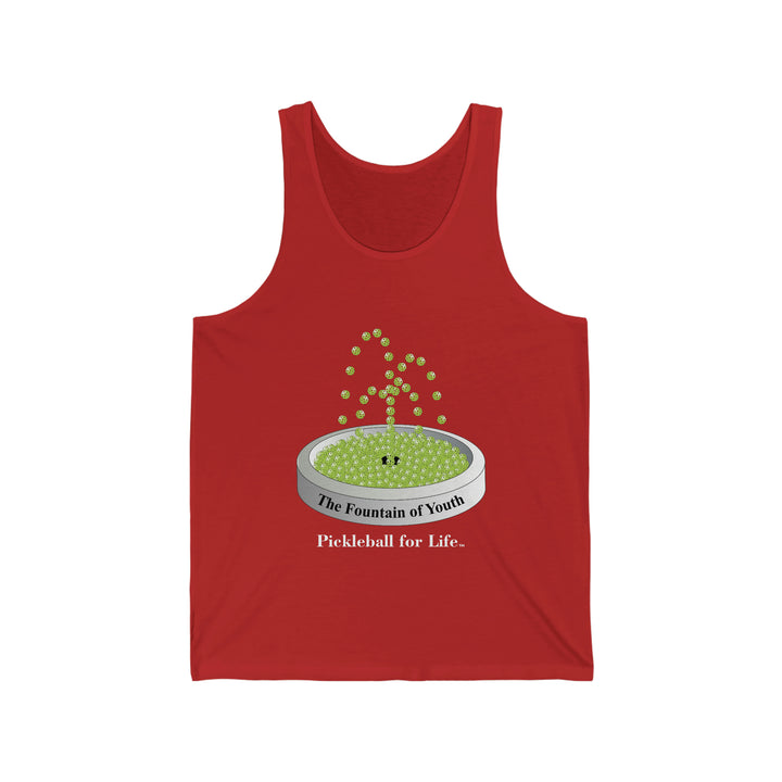 The Pickleball Fountain-Green Unisex Cotton Tank - Great Pickleball Stuff