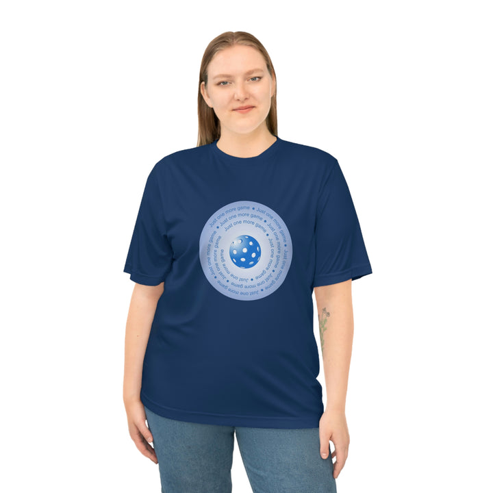 Just One More Game-Blue Unisex Moisture-Wicking T-Shirt - Great Pickleball Stuff