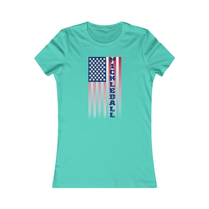 Pickleball Flag Vertical-2 (Faded) Women's Slim-Fit Premium Cotton T-Shirt - Great Pickleball Stuff