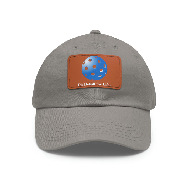 Pickleball for Life-Blue Baseball Cap with Leather Patch - Great Pickleball Stuff