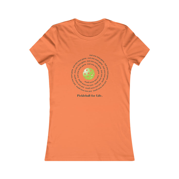 Just One More Game-Spiral Women's Slim-Fit Premium Cotton T-Shirt - Great Pickleball Stuff