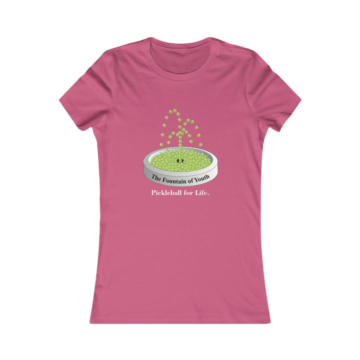 The Pickleball Fountain-Green Women's Slim-Fit Premium Cotton T-Shirt - Great Pickleball Stuff