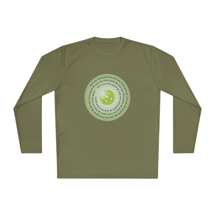 Just One More Game-Green Unisex Moisture-Wicking Long Sleeve Tee - Great Pickleball Stuff