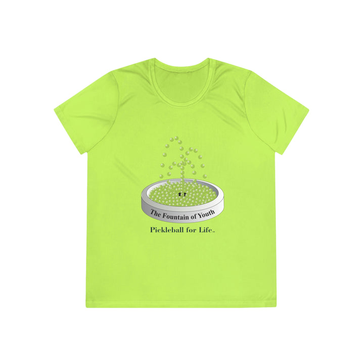 The Pickleball Fountain-Green Women's Moisture-Wicking T-Shirt - Great Pickleball Stuff