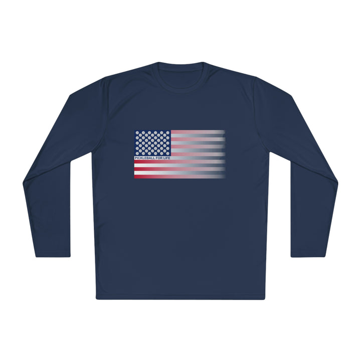 Pickleball for Life Flag (Faded) Unisex Moisture-Wicking Long Sleeve Tee - Great Pickleball Stuff