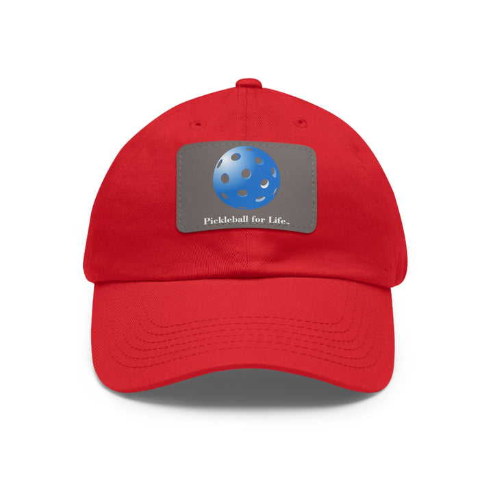 Pickleball for Life-Blue Baseball Cap with Leather Patch - Great Pickleball Stuff