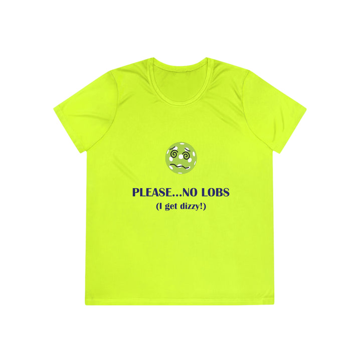 Please No Lobs-I Get Dizzy Women's Moisture-Wicking T-Shirt - Great Pickleball Stuff